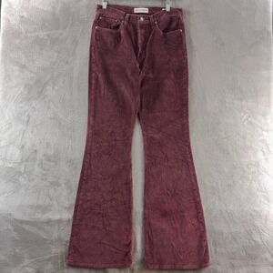 Denim Forum The Marianne Flare Corduroy Pants Womens Size 29x30 Red Wide Leg